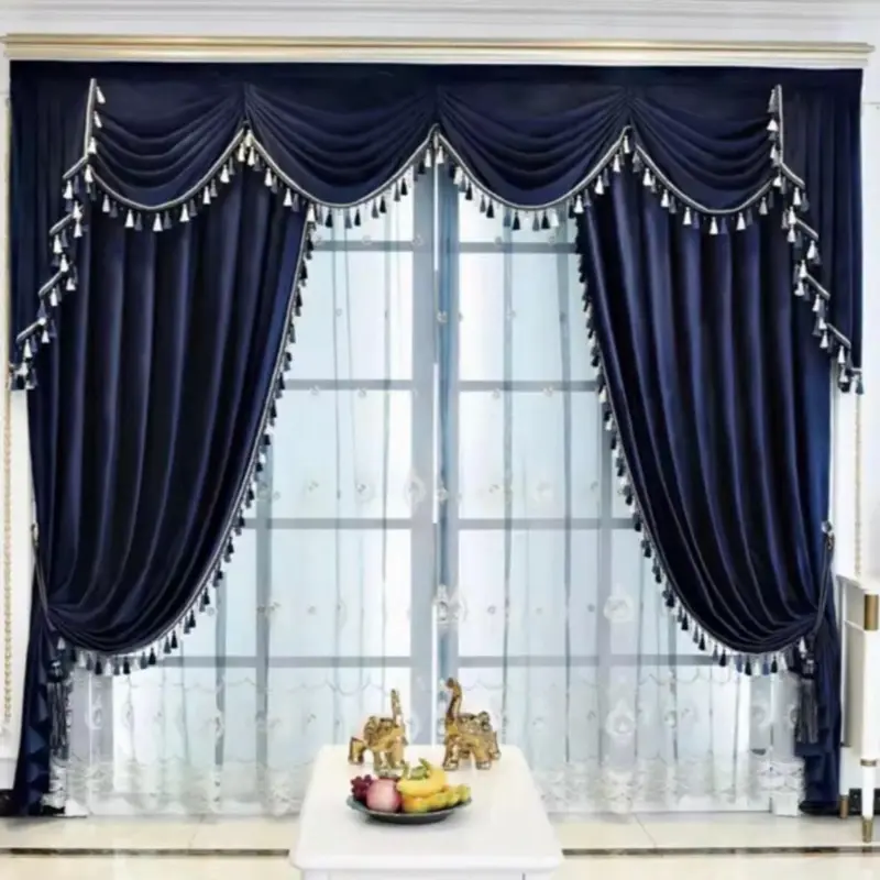 American Style Brown Embroidered Curtains 52 x 95 Inch – Luxury Window Drapes for Living Room & Bedroom