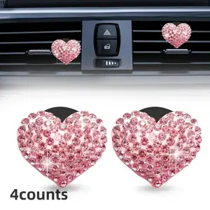 Heart Shaped Car Air Vent Decoration, Rhinestone Decor Car Air Freshener Clip, Car Fragrance, Car Air Diffuser, Car Aroma Diffuser, Car Interior Diffusers, Car Interior Decoration Accessories for Women & Girls, Car Accessory