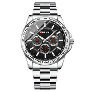 OIDEA Men's Triple Sub-Dial Sport Quartz Watch, Glow-in-the-Dark Luminous Bar Markers & Hands, Adjustable Dual Stainless Steel Bracelet, 3ATM, Black Colored Bold Macho Masculine Watch, Adjustable Dual Stainless Steel Quartz Watches, Black Colored Quartz W
