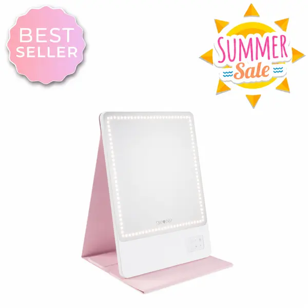 RIKI SKINNY ECO Glam On-the-Glow Makeup Mirror Set with LED Light and Flip Case