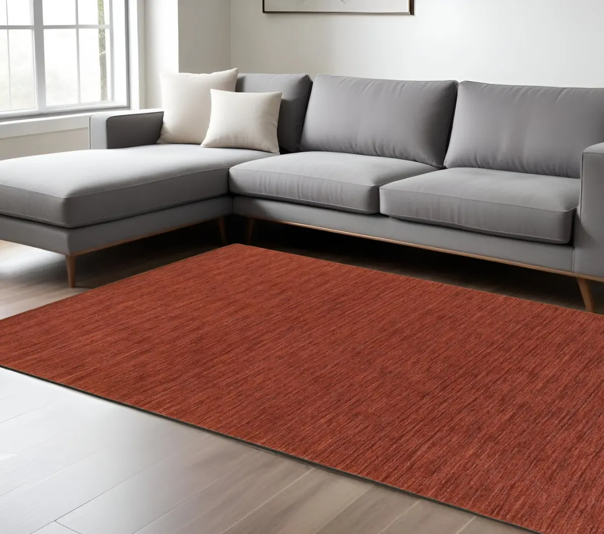 HomeRoots 576221 6 x 9 ft. Wool Hand-Tufted Rust Rectangle Rug, Full-Sized, Large-Format Wool Area Rugs, Full-Sized Area Rugs