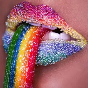 1pcs 5D DIY handmade diamond painting kit, 5D diamond art kit, DIY decoration, rainbow candy lips diamond painting kit full round drill DIY, mosaic, diamond art, DIY home decoration, suitable for Halloween and Christmas.