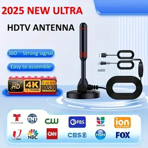 Super digital TV antenna with signal amplifier - omnidirectional portable indoor and outdoor antenna, 360 ° strong signal reception, supports 4K/1080P, USB power supply - suitable for NBC, CBS, FOX, HSN channels, home satellite receiver tiktokshopspringgl