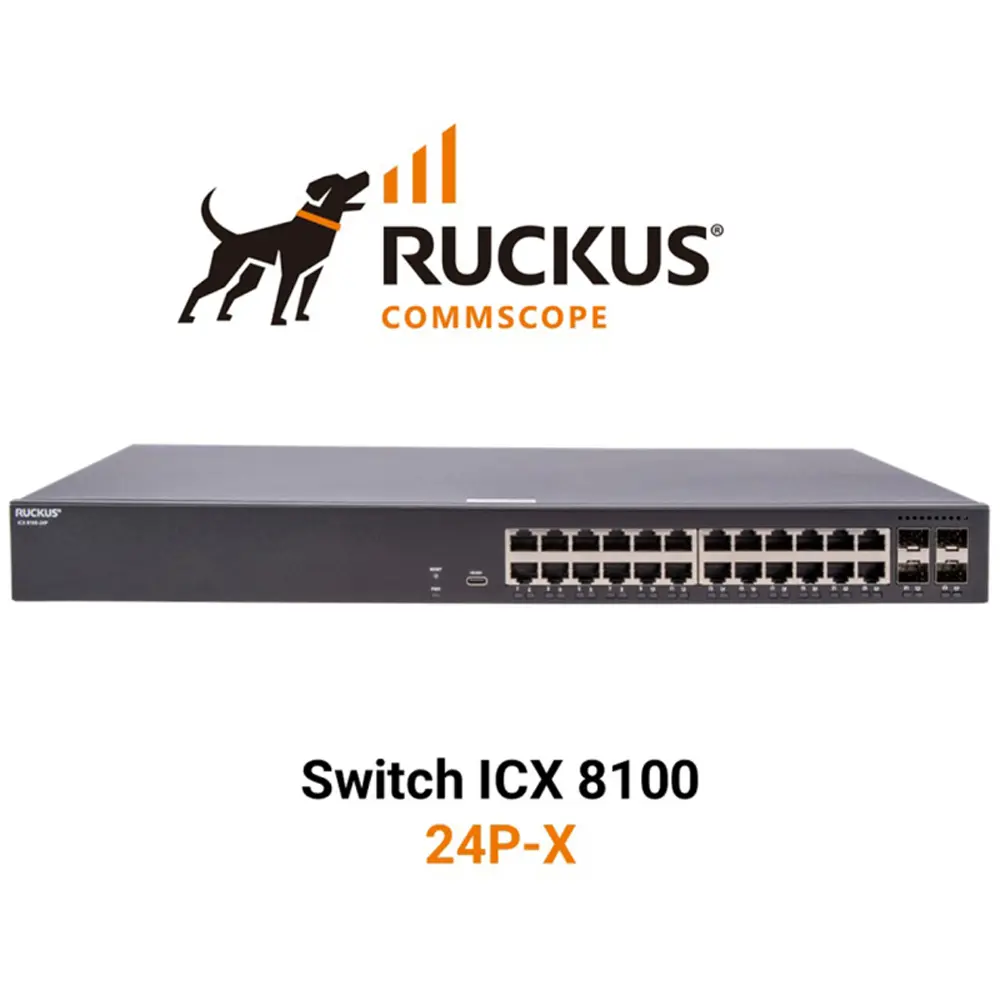 Ruckus ICX8100-24P-X 1RU Network Switch, 24-Port Gigabit, PoE Support