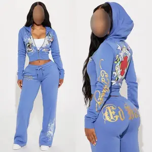 2 Piece Sets Womens Clothing  Letter Print Sweatsuit Hoodie Zipper Hoodie and Sweat Pants Suits Tracksuit Set Womenswear ComfortGift
