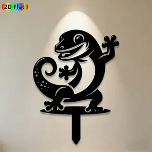 1pc Gecko Metal Wall Art, Playful Gecko Statue Mural, Ideal Gift for New Year, Easter, Reptile Decor Enthusiasts, Weather-Resistant Metal Wall Decor Wall Sculptures, Perfect for Patio Wall & Garden Fence, Unique Outdoor Wall Art