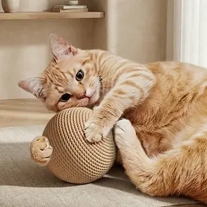 Cat Toys Sisal Ball Self-Entertaining Chew Toy Rattle Ball, Interactive Playthings for Cats, Durable Pet Accessories
