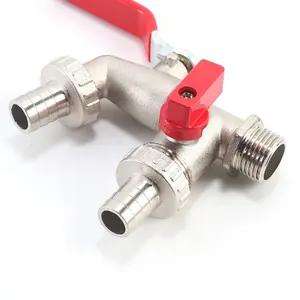 Garden Hose Splitter 2 Way Heavy Duty, Brass Faucet Adapter With Long Handle For Gardening Water Hose Shut Off Valve Hose Connector Fittings Outdoor Water Spigot Hose Bib Y Splitter