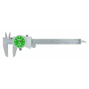 Mitutoyo Dial Caliper: 6'' Range, 0.001'' Graduation, 0.1'' per Revolution 1-9/16'' Jaw Length, Green Face, 0.001'' Accuracy 505-742-53J