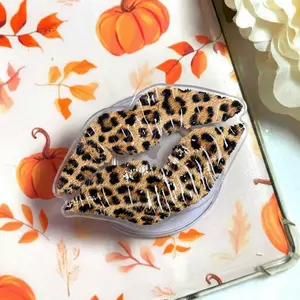 Leopard Lips Phone Grip, Cute Girly Coquette Aesthetic Magsafe Magnetic Kickstand Holder, Trendy Fashion Gift For Her