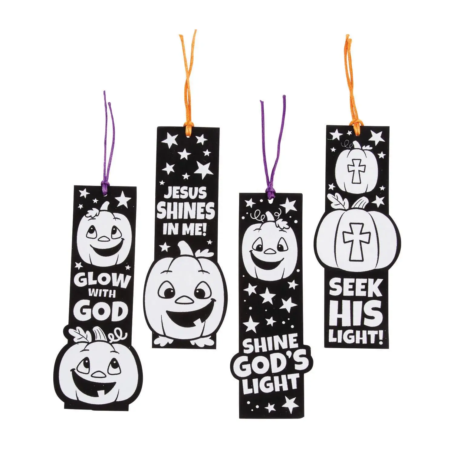 Color Your Own Christian Pumpkin Fuzzy Bookmarks - 12 pc