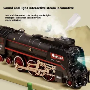 MAGIC STEAM & LIGHTS! Smart Electric Model Train w/ 3X Realistic Steam Spray 2X LED Lights + Sound Effects & Whistle Ultimate Holiday Gift for Kids, Family Bonding & Collectible Edition control toy kid gift