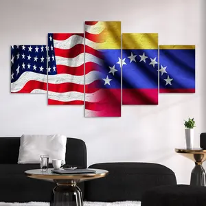 American Flag Pattern Canvas Painting, 5 Counts Modern Art Wall Decor, Wall Art Decor for Home Living Room Bedroom Office, Ornaments