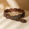 Boho Punk Vintage Hollow-Out Oval Fashion Belt for Women, Adjustable Plus Size, Perfect for Jeans & Dresses, Everyday Casual & Vacation