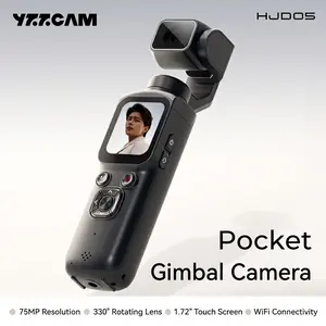 75-megapixel 4K Ultra HD pocket gimbal camera with a 330° rotating lens, includes a 32GB memory card, 1.72-inch touchscreen, 4x zoom, Wi-Fi transfer to your phone, and built-in smart beauty filters