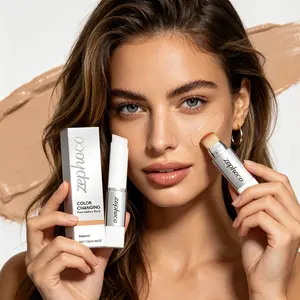 Zephoco 13G(0.46OZ) Dual-Ended Foundation Stick Makeup with Brush, Buildable Light to Full Coverage for Mature Skin, Natural Dewy Finish Concealer - #Summervibes Color-Changing