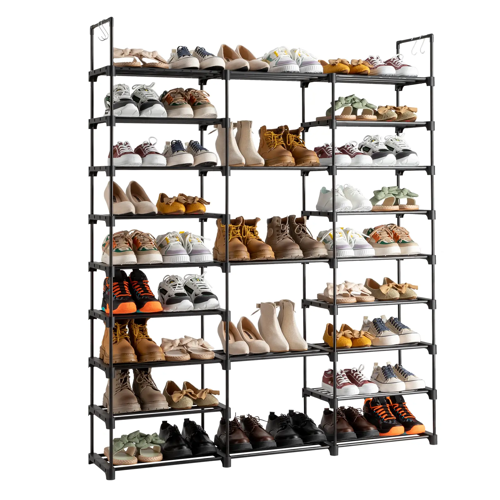 Shoe Rack Storage Shelf Stand Cabinet, 9 Tier Shoe Organizer for Closet Entryway Holds 50-55 Pairs Stackable Space Saving Storage Freestanding Shelf