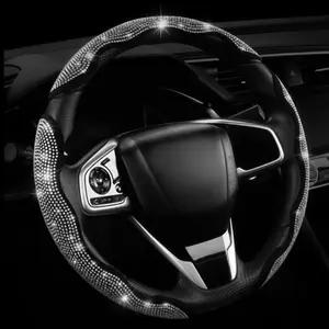 2026 Land Diamond Bling Car Steering Wheel Cover with Crystal Rhinestones 3PCS Segmented Protector for Women Universal Fit Stylish Design Perfect Gift