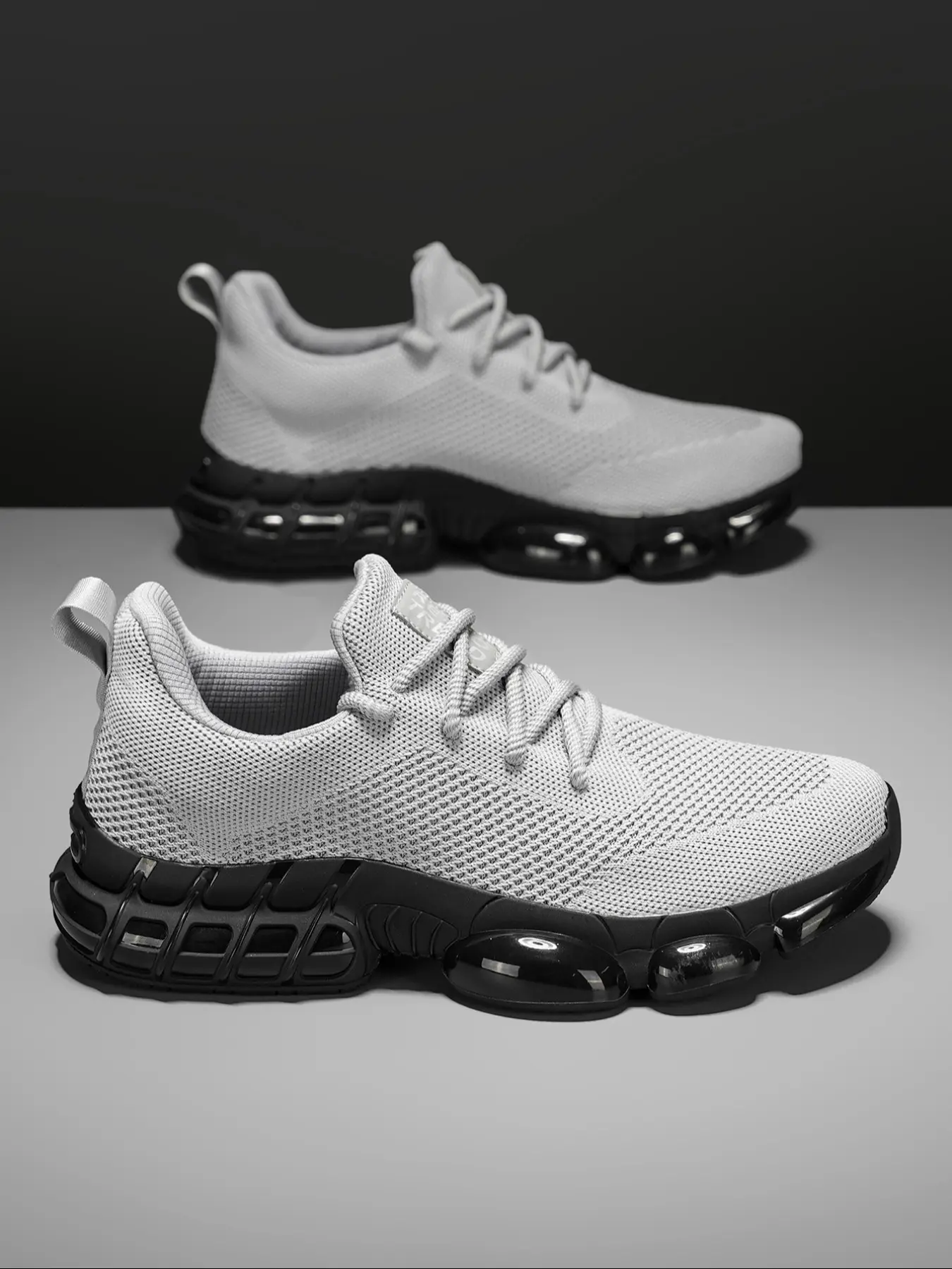 Men's Large Size Flyknit Full-Palm Air Cushion Sports Shoes, Lightweight Athletic Sneakers, Breathable Shock Absorption, Anti-Slip Wear-Resistant, Youth Daily Commute, Breathable Walking Sneakers, Casual Walking Sneakers, Lightweight Sporty Sneakers
