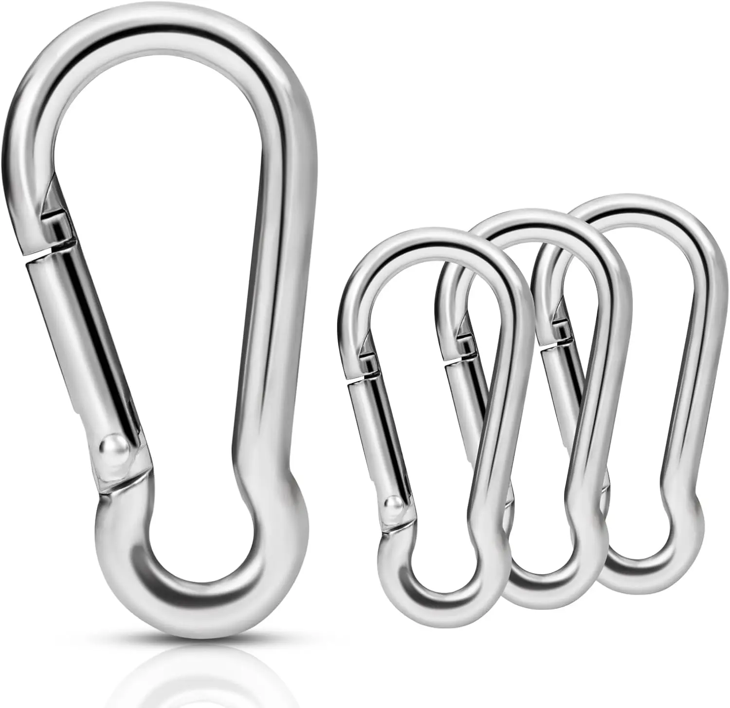 Replacement Carabiner Clip Hooks for Flag Pole Rings, 4 count 304 Stainless Steel Flagpole Clips Hardware Spring Snap Hook for Flags with Grommets, , Backpack, Camping, Hiking, Fishing - M5| 2"