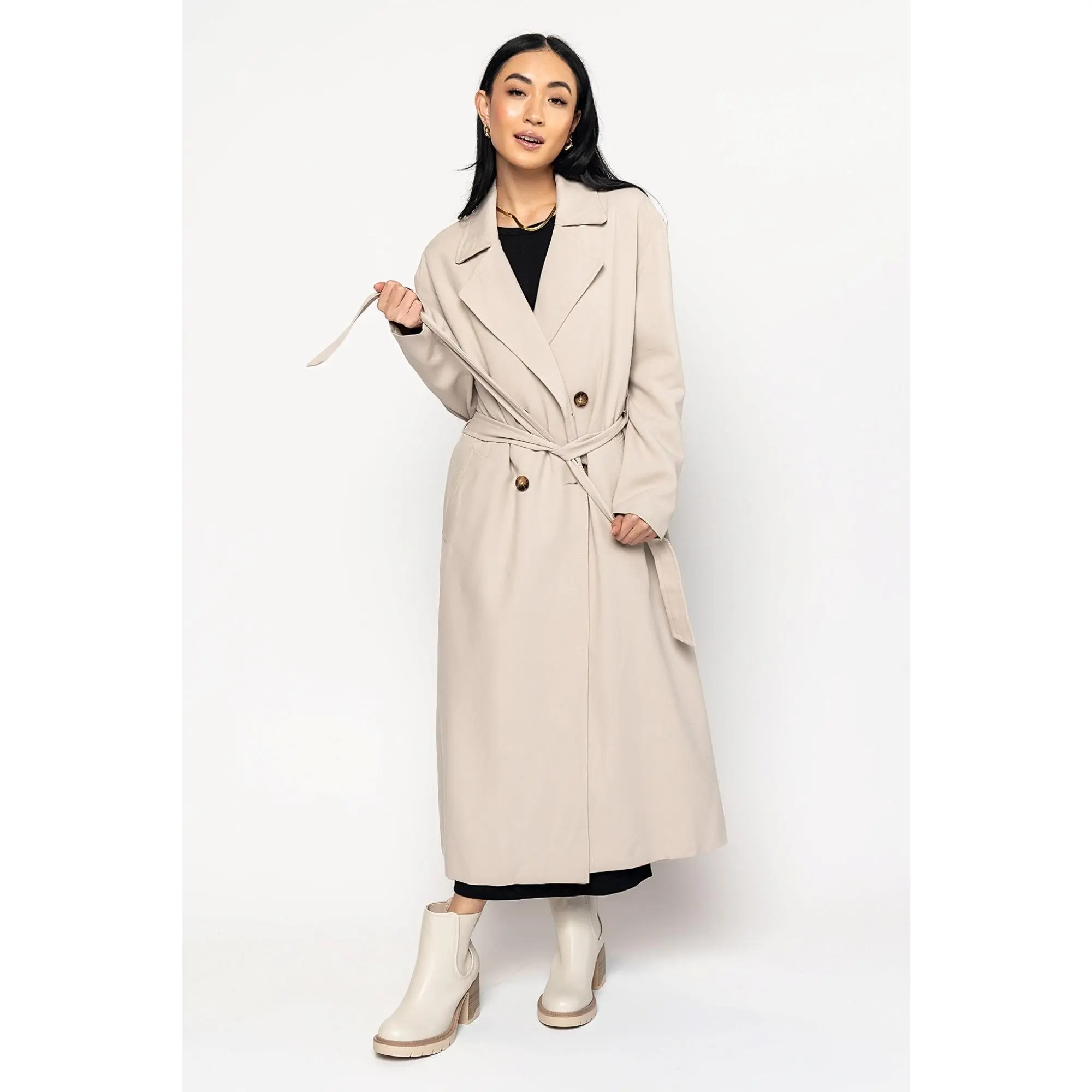 Enzo Trench Coat in Cream - FINAL SALE