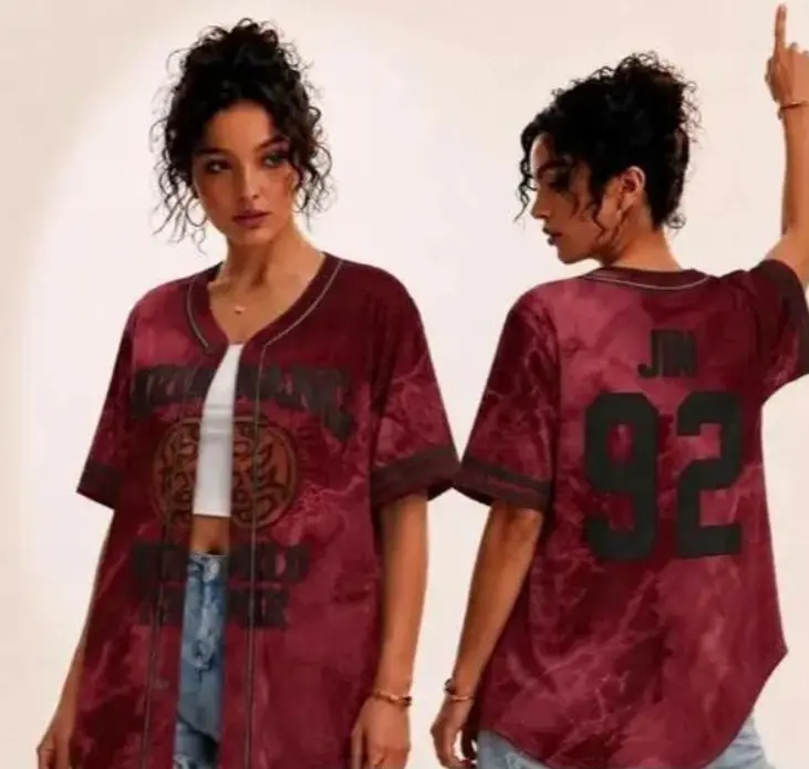 Dark Graphic Baseball Jersey Shirt, Oversized Button Up Streetwear Concert Top