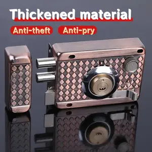 1pc, Heavy-duty Copper-plated Outdoor Door Lock, with Lock Core and Key, Antique-style Anti-theft Hanging Lock, Suitable for Iron Doors, Stainless Steel Doors and Wooden Doors, Old-fashioned Iron Door Stainless Steel Door Lock, Antique Bron