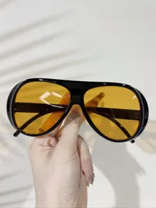 New Retro Design Oversized Aviator Unique Frame Trendy Casual Sunglasses, Fashion Statement for Summer Parties, Uv400 Protection for Beach Outings, Multifunctional Accessory, Trendy Styling Sunglasses