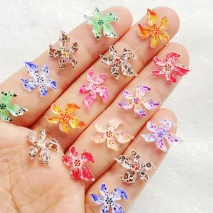 60 Pieces Multicolored PV Soft Ice Crystal Resin Lily Nail Earrings, Suitable for Manicures, Scrapbooking, DIY Jewelry, and Christmas Crafts