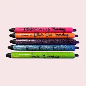 Monday-Friday Cuss Word Pen Set - 7 Pens w/ Days of the Week & Cuss Words