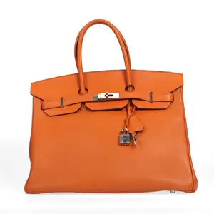 Pre-owned HERMÈS Calfskin Top Handle Bag Hermes Birkin Orange 14521251