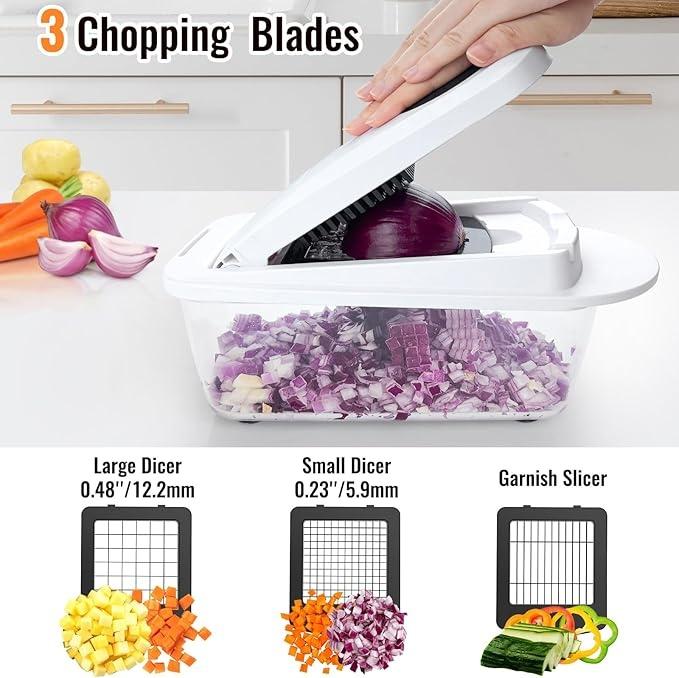 8-Blade Vegetable Chopper Cut Slice Dice Fast Prep Easy Kitchen Use 8-Blade Vegetable Chopper Cut Slice Dice Fast Prep Easy Kitchen Use