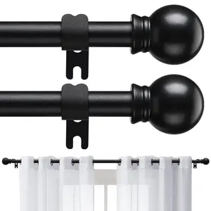 Adjustable Curtain Rod with Brackets Curtain Rod Set.Basic Curtain Rod,Minimalist.Suitable Blackout for Windows,Bedrooms,Kitchens, Without curtains