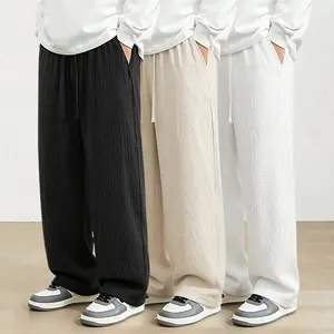 3-Pack Men’s Summer Linen Straight-Leg Casual Pants — Pure Cotton, Loose Fit, Versatile Long Pants for Fitness/Exercise