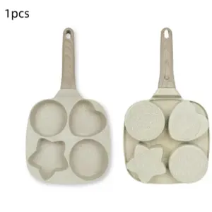 Non-Stick 4-Hole Frying Pan, Healthy Breakfast Pancake Skillet, Ideal for Pancakes Burgers Bacon, Easy Clean, Gas Stove Induction Cookware