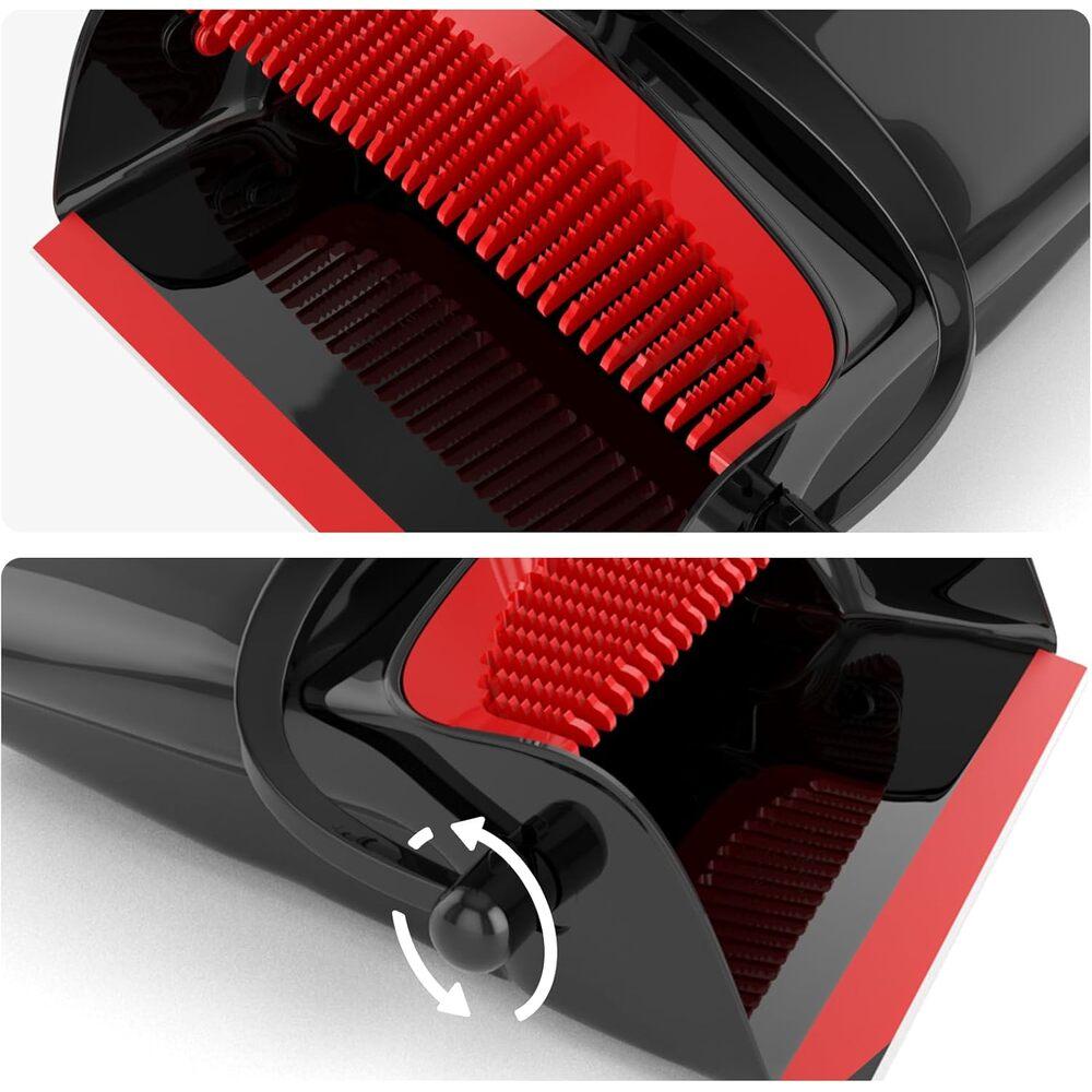Black & Red Broom and Dustpan Set, Smooth Anti-Scratch Bristles, Hardwood Tile-Friendly, Durable Handle for Indoor Bedroom & Garage Floor Tidying