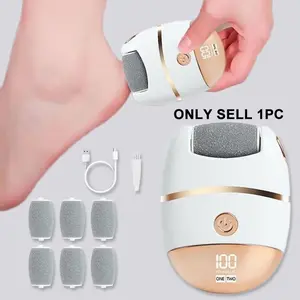 Portable Digital Display Electric Callus Remover, Rechargeable Pedicure Tool Set, Removes Hard Skin & Corns, Foot Care Kit with 6 Replaceable Heads