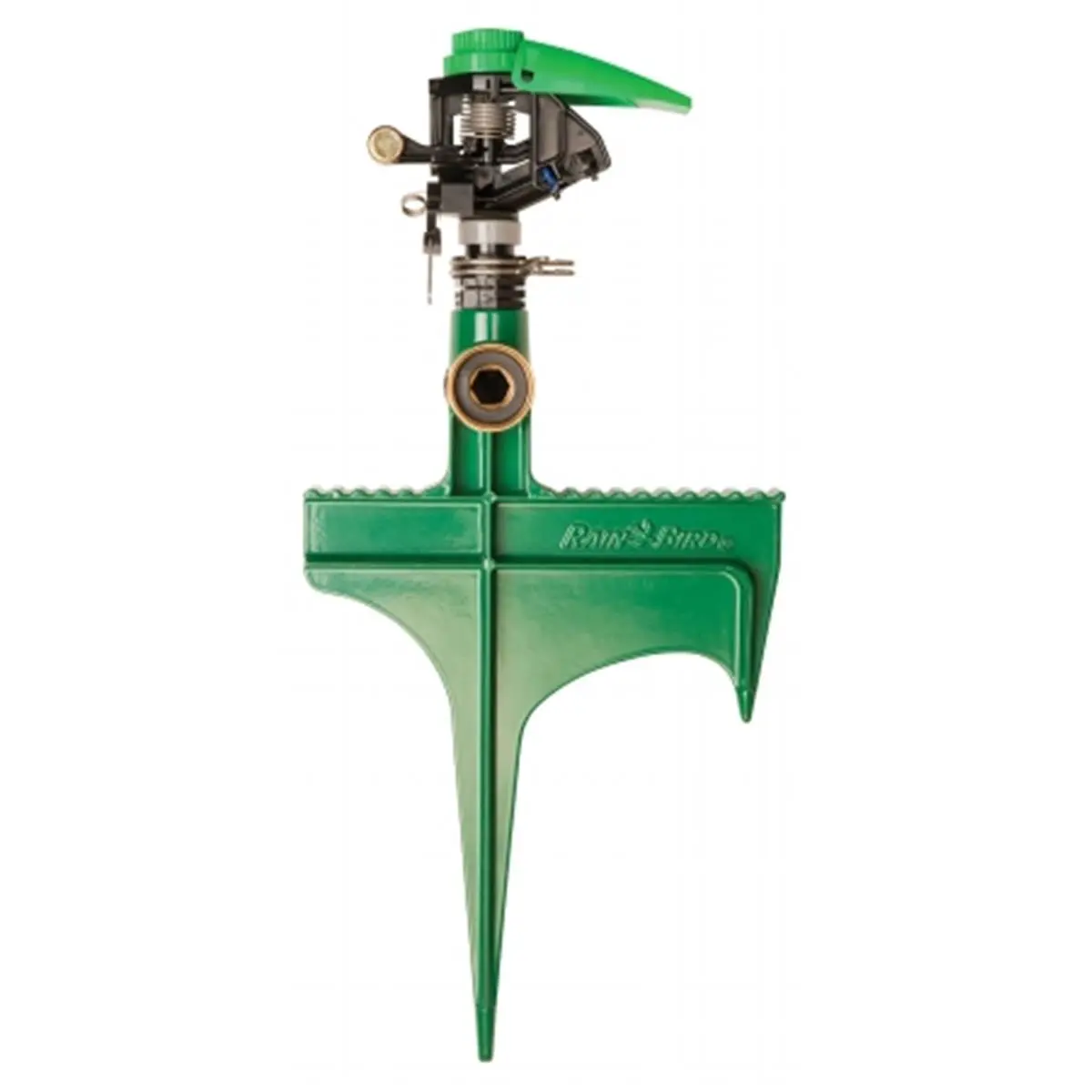 Rainbird Plastic Impact Garden Sprinkler with 8-in Step Spike, Hose End Mount, 25 ft to 41 ft Radius, Full/Part Circle Operation, Adjustable Dial Nozzle Watering Equipment, Superior Dirty Water Performance, PJ Spray for Medium-Large Areas, Diffuser Screw