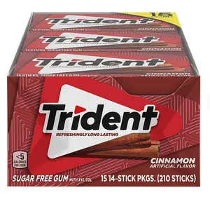 Trident Cinnamon Sugar Free Gum 14 Pieces Pack of 15 Refreshingly Long Lasting Artificial Flavor