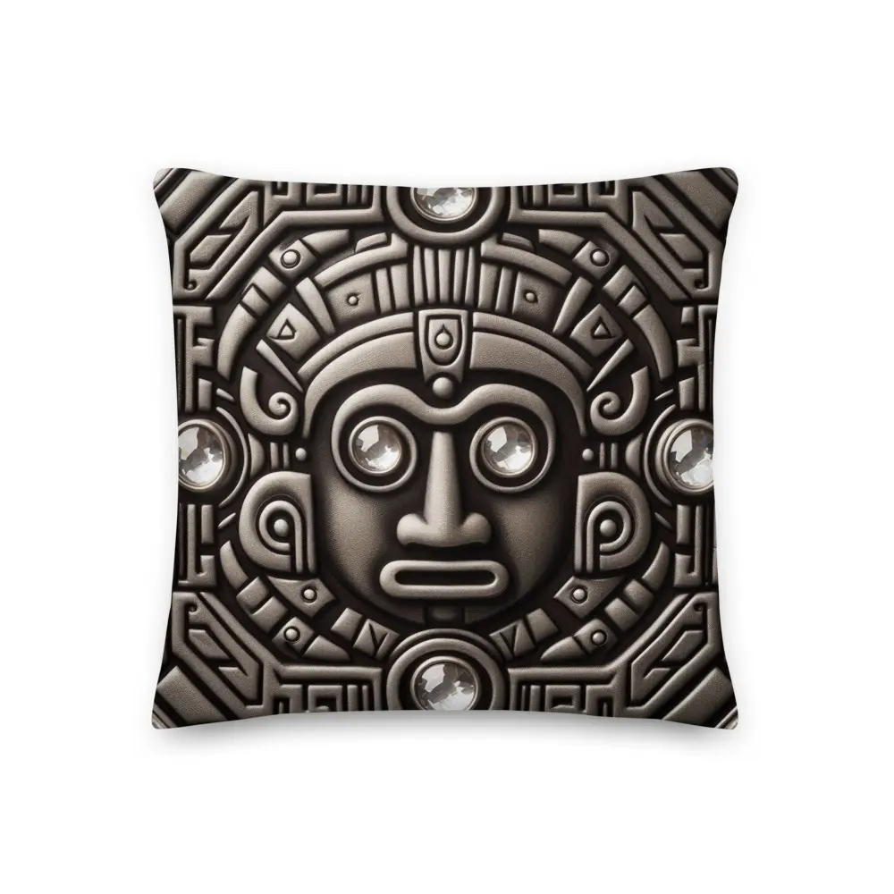 Sacred Space Indigenous Leather Gemstone Mayan Design Premium Throw Pillow- All-over-print, Indoor/Outdoor Pillow, Patio Pillow, Porch Pillow, Chill Space Upgrade, Indigenous Luxury, Melanin Tribe Decor