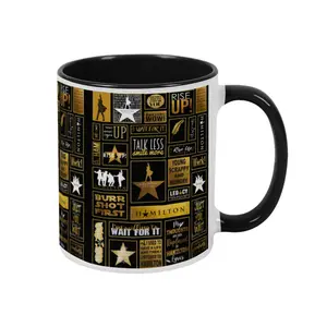 Hamilton Musical Mug, Logo Collage Design Mug, Music Atmosphere Mug, 15oz Coffee Mug, Tea Mug, American Musical Gift, Kitchen Decor Mug, Breakfast Mug, 11oz Ceramic Mug, Gift for Fans