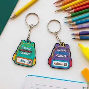 Personalized School Tag with Name, Backpack Emergency Contact Keychain for Kids – QR Code, Safety ID for Backpack or Lunchbox, School Qr Tag