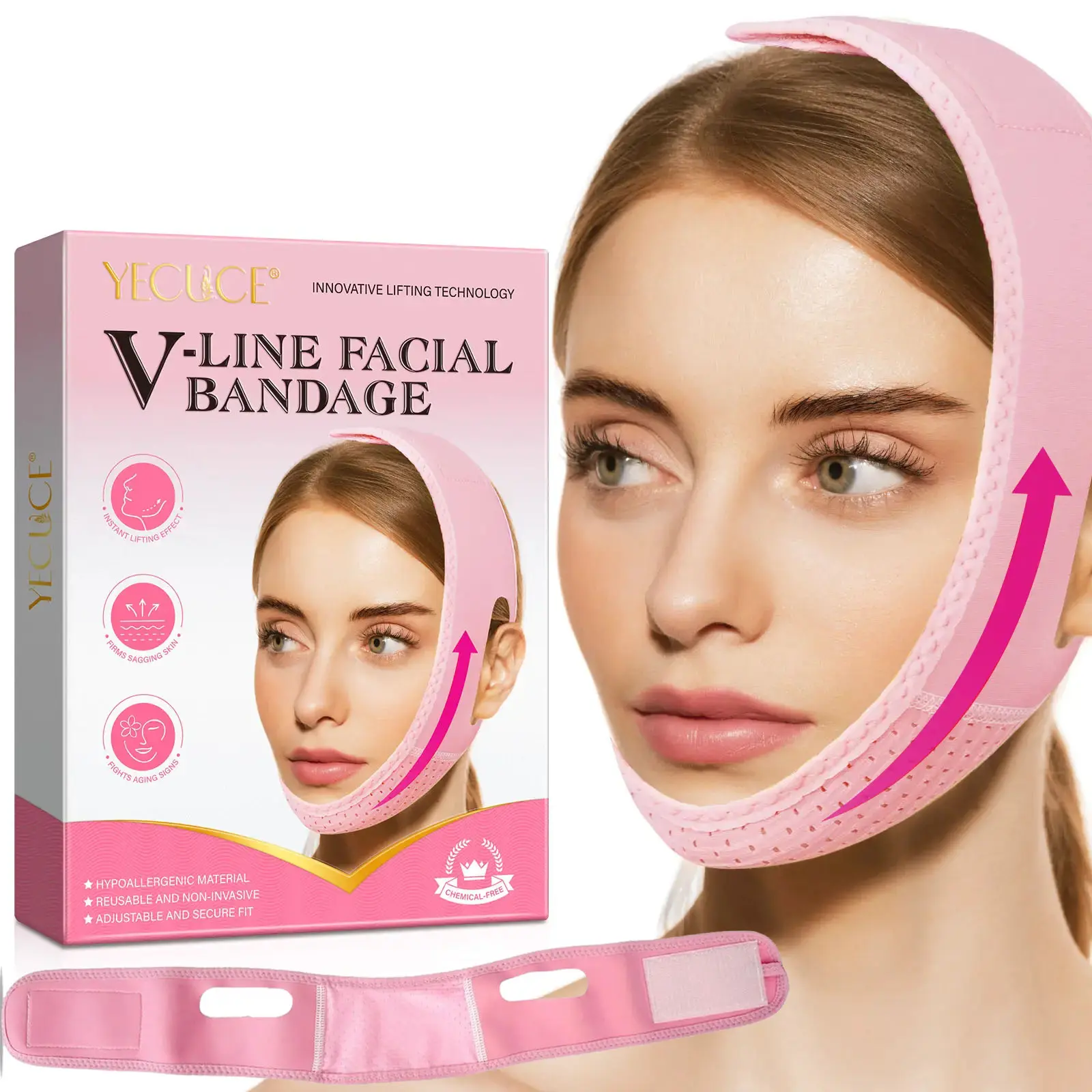 YECUCE-V Face Mask Soft Adjustable Elastic Fabric Comfortable Design Easy to Use Suitable for All Face Shapes, Ideal for Skincare Routine