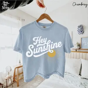 Comfort Colors Hey Sunshine Boxy Tee, Cute Summer Graphic Shirt