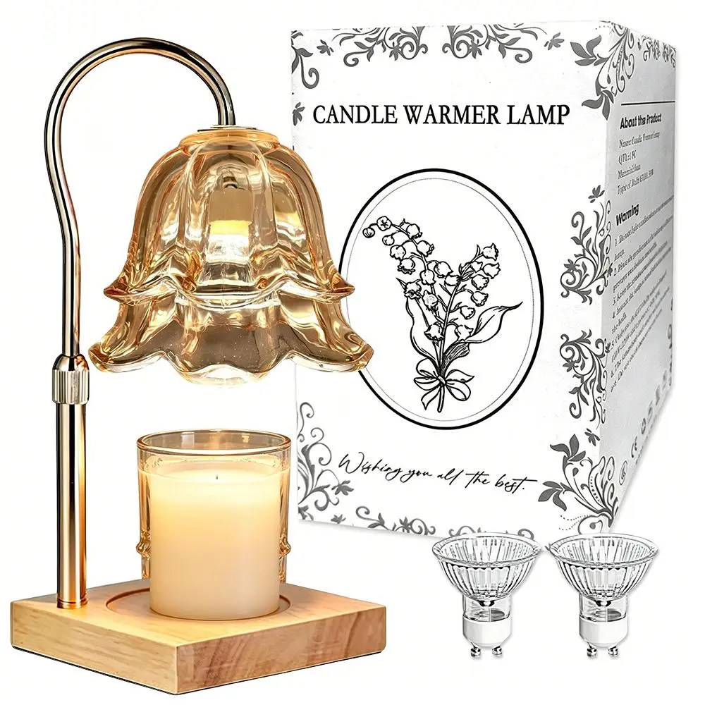 Bellflower Motif Aromatherapy Candle Warmer - Adjustable Height, Built-in Timer, 2 Bulbs Included, Safe Flameless Home Decor for Living Room, Ideal for Cozy Nights with Valley Lily Vibes, Time