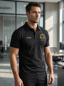 Men's Lion Print Polo Shirt, Stylish Short Sleeve Collared Top, Casual Streetwear, Gym, Daily, Party, Summer Fashion 2026, Gift for Him