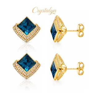 Crystalyn 14K Gold-Plated Hoop, Earrings Gold Plated Earring Set Rhinestone, Cubic Zirconia Hoop Earrings Chunky Small, Gold-plated Stud Earrings for Women Gold Jewelry for Woman