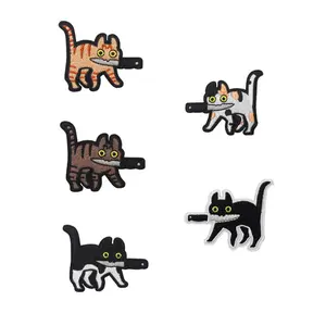 Kitten Assassin Cute Morale Velcros Embroidery Patch Tactical Meme Fun Embroidered Hook Loop Fastener Sticker Badge for Jeans Backpack Cap