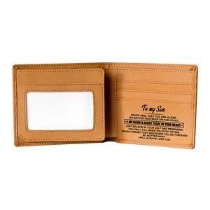 To My Son Engraved Wallet - Leather Wallet with Encouraging Words, A Gift of Love and Support