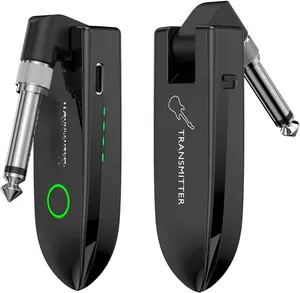 Guitar System, Digital  System  Guitar Transmitter Receiver Support Multi Channels Rechargeable Long  Life for Guitar Bass Electric Instruments (Dark Black)